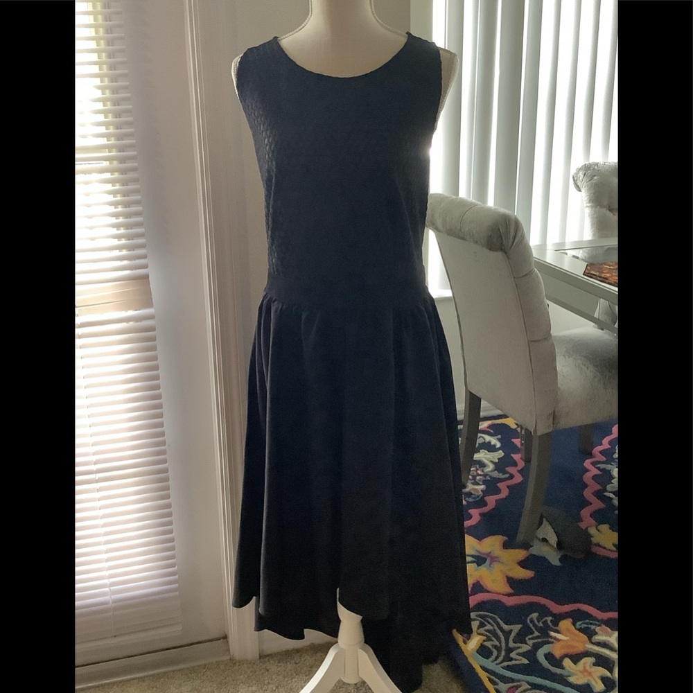 Ashley Stewart high low dress with lattice semi sheer bodice